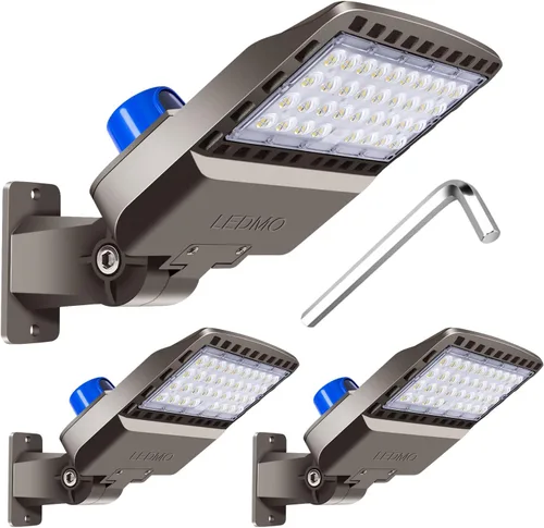 Vista 7 de ledmo Iluminación LED de estacionamiento de 150 W, luz LED de caja de zapatos ajustable con fotocélula del atardecer al amanecer, ajuste deslizante
