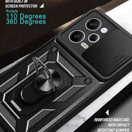 Vista 9 de CCSmall - Funda para Xiaomi Redmi Note 12 Pro+ con cubierta deslizante para cámara SJ color negro