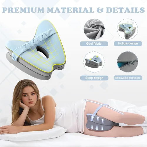 Vista 3 de Almohada de rodilla para personas que duermen de lado, almohada ergonómica de espuma viscoelástica para alinear la columna vertebral, ciática