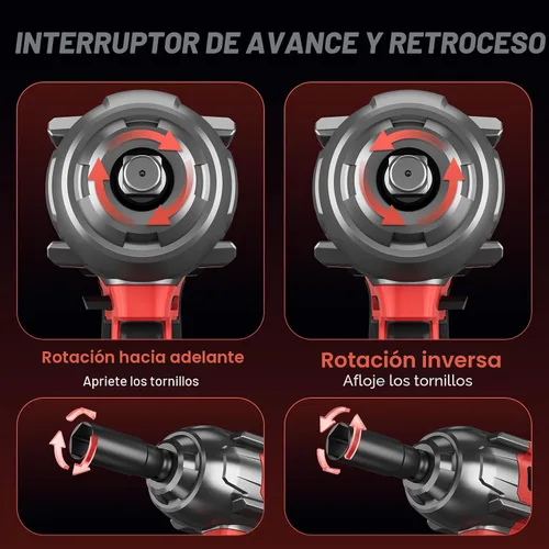 Vista 6 de Llave de impacto inalámbrica de 1/2" 1107Ft-lb(1500N.m) con batería Grande