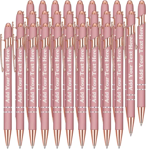 Vista 54 de Bolígrafos personalizados a granel grabados personalizados con punta de lápiz capacitivo, bolígrafos personalizados de tinta negra, regalos