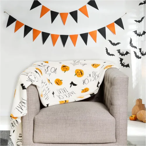 Vista 8 de Rae Dunn Manta - Mantas suaves y decorativas para cama o sofá, mantas acogedoras para sofá, manta de felpa suave con huesos bordados, 50 pulgadas x
