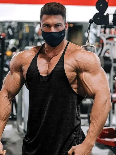 Vista 3 de Lehmanlin Camiseta sin mangas para hombre, con espalda en Y, para gimnasio, fitness, muscular, de secado rápido (paquete de 1 o 3)