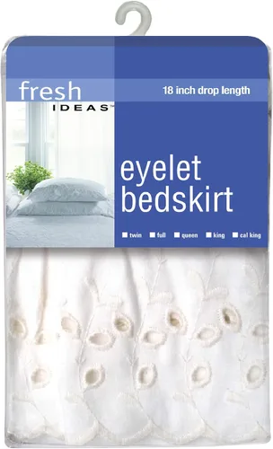 Vista 7 de Fresh Ideas falda de cama de 18 pulgadas con volantes calados color hueso, Algodón Poliéster, Blanco, Completo