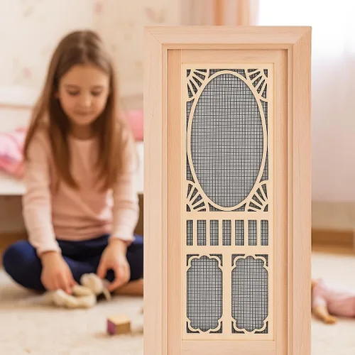 Vista 5 de 1:12 Mini modelo de muebles de casa de muñecas, puerta de pantalla para casa de muñecas, abedul para puertas de casa de muñecas DIY