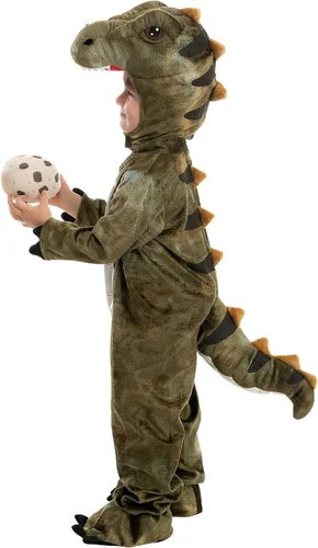 Vista 7 de Spooktacular Creations Disfraz realista de T.rex para Halloween, traje de dinosaurio con huevo Marrón