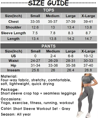 Vista 6 de YOFIT - Conjunto deportivo de 2 piezas leggings de yoga de cintura alta sin costuras y crop top con manga larga para mujer juego de ropa