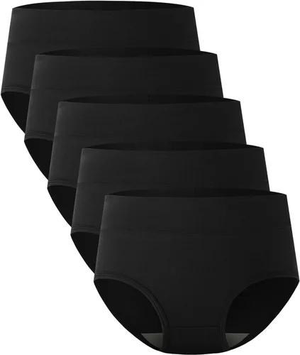 Vista 13 de BAMBOO COOL Ropa interior para mujer, calzones de cintura alta, cobertura completa, suaves y transpirables, paquete de 5