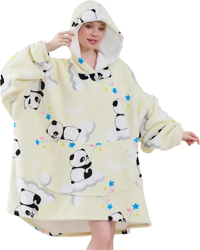 Vista 23 de Moinlizy - Sudadera con capucha tipo manta extragrande, portátil con capucha y bolsillo, de grueso sherpa, para mujeres y hombres adultos