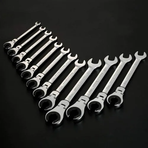 Vista 4 de SagaSave Llave de trinquete de cabeza flexible abierta de extremo abierto llave combinada de trinquete de doble apertura, herramienta de mano, llave