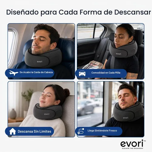 Vista 8 de evori Memory Foam Travel Neck Pillow, 360° Support for Airplane & Car