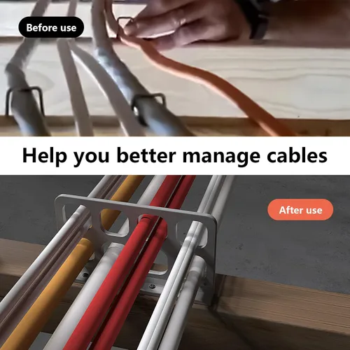 Vista 2 de 10 piezas de persecución de cables, soporte de alambre, soporte de cable, caja de cable, para dispositivos de gestión de cables y cables, gris