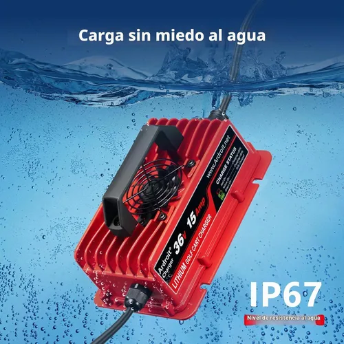 Vista 3 de Cargador de batería de litio de 36 V, carga rápida de 43.8 V 15 A para carrito de golf, impermeable IP67, cargador de litio de 36 voltios y 15