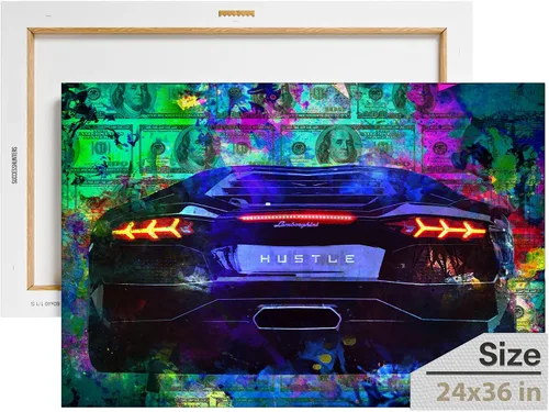 Vista 60 de Arte de pared motivacional para la oficina, lienzo de arte de súper auto, decoración automotriz inspiradora para los amantes de Porsche Sportscar