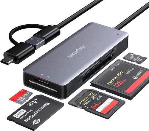 Vista 10 de Lector de tarjetas CF, USB 3.0 a adaptador de lector de tarjetas de memoria flash compacto 5Gbps lectura simultáneamente 5 tarjetas simultáneamente