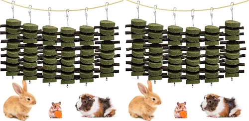 Vista 8 de kathson Juguetes masticables de conejo para rechinar dientes, palitos de bambú orgánico natural, juguetes de enriquecimiento para animales pequeños