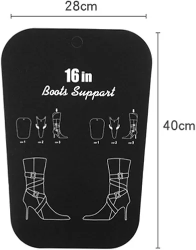 Vista 2 de 2 pares (4 hojas) para moldear botas, soporte para botas altas, soporte grueso en forma de árbol de zapatos para mujeres y hombres, color negro, 16