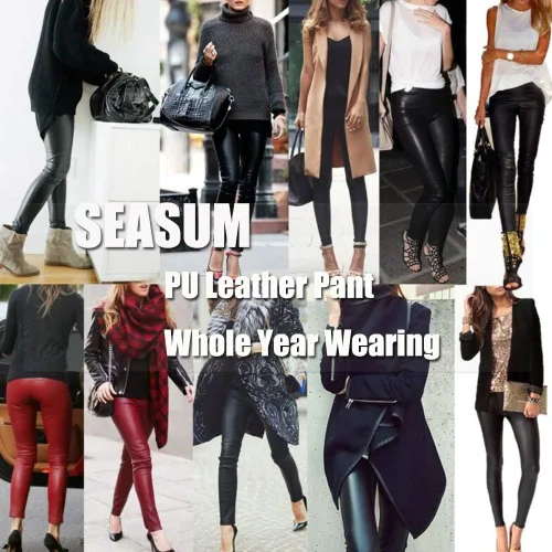Vista 7 de SEASUM Pantalones de yoga ajustados con detalle fruncido en los glúteos, leggings de tiro alto y realce, para deportes, entrenamiento, gimnasio