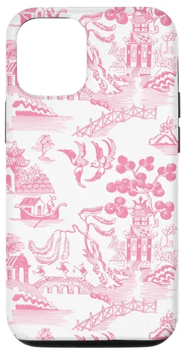 Vista 28 de Preppy Pink Willow Pattern Chinoiserie Toile Case for iPhone 17