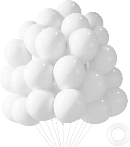Vista 22 de LovesTown 110 globos de látex de 12 pulgadas con cinta para decoración de cumpleaños, baby shower, boda, fiesta, color azul (paquete de 2)