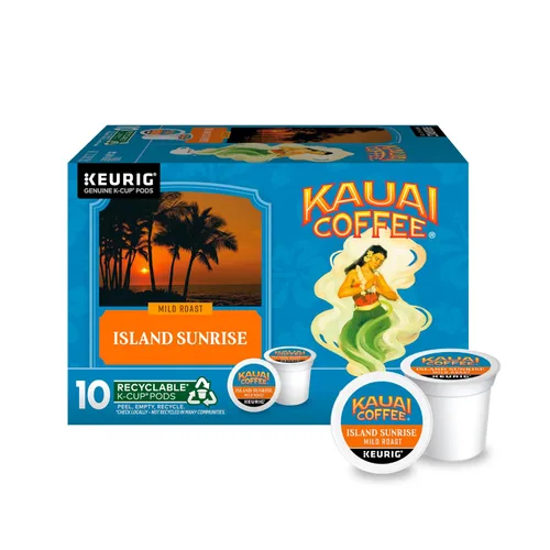 Vista 34 de Kauai Coffee Cápsulas K-Cup para cafeteras Keurig, café arábica, 10% hawaiano, tostado medio, aroma brillante con notas florales, descafeinado, 1