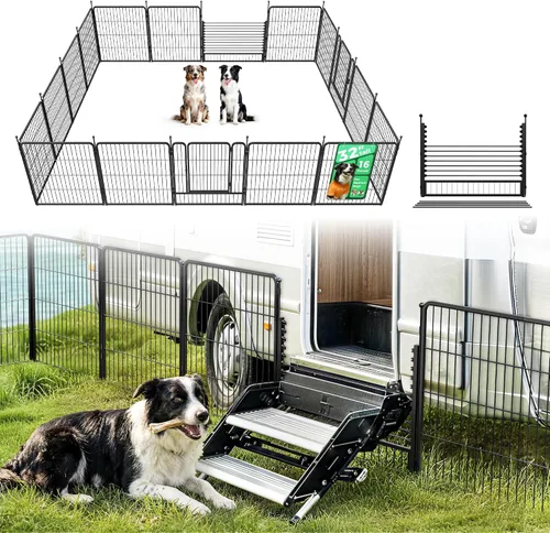 Vista 75 de FXW Rollick - Corralito para perros para patio, campamento con casa rodante, patentado, 24 pulgadas, 2 paneles Fácil instalación, resistente