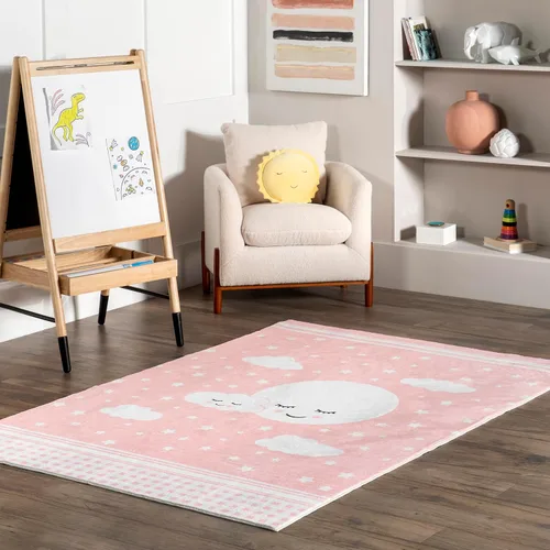 Vista 12 de nuLOOM Aloisia Bunny - Alfombra lavable a máquina, 4 x 6, azul