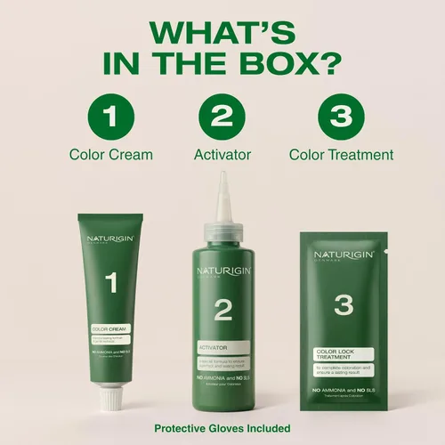 Vista 5 de Naturigin coloración permanente para cabello 100% cobertura de canas, tinte duradero. Fórmula natural nutritiva vegana y libre de crueldad