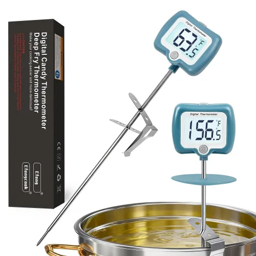 Vista 5 de Termómetro de caramelo para hacer dulces con pantalla grande giratoria de 10 pulgadas de sonda de largo, termómetro digital de lectura instantánea