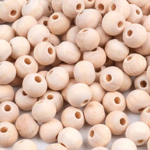 Vista 12 de BronaGrand 200pcs 0.236 in Color Natural Bola Redonda Madera Espaciador Perlas Joyas Hallazgos Encantos