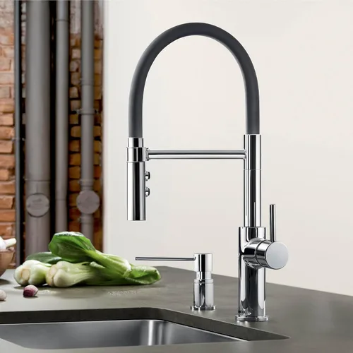 Vista 8 de BLANCO 402447 CATRIS Flexo Semi-Pro Pull-Down Grifo De Cocina De Arco Alto 1.5 GPM - Cromo
