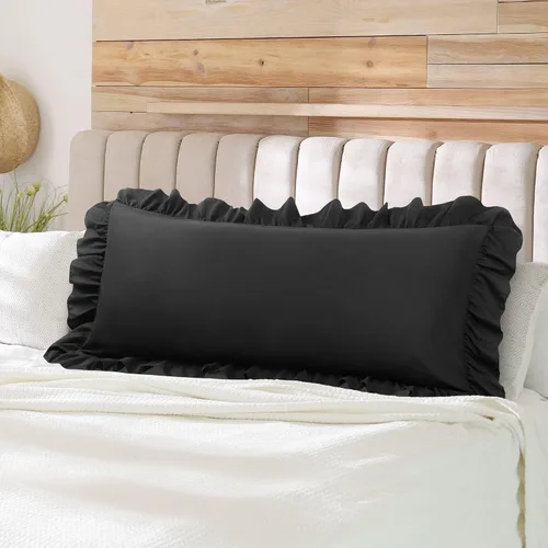 Vista 2 de PiccoCasa Fundas de almohada con volantes cepillados, fundas de almohada suaves y transpirables con cierre de sobre, dobladillo de 4 pulgadas, funda