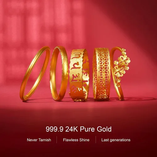 Vista 5 de CHOW SANG SANG Anillo apilable de oro macizo de 24 quilates 9999 para mujer 92293R