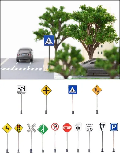 Vista 4 de Paquete de 14 carteles hechos a mano con escala 1:87 HO para decoración de escenas