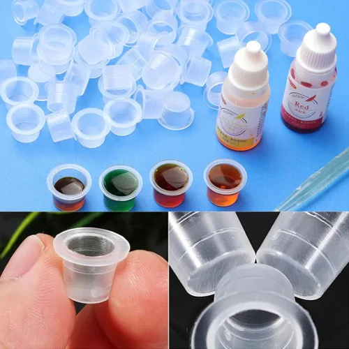 Vista 5 de Urknall 1000pcs tapas de tinta de tamaño mediano tazas de tinta de tatuaje para soporte de tinta tapas de tatuaje para tinta de tatuaje