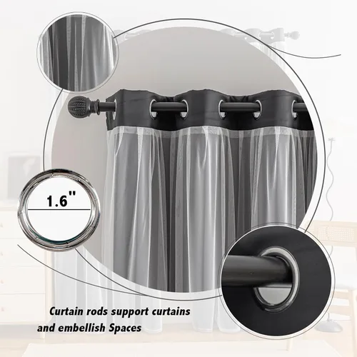 Vista 2 de Anytime Cortinas opacas y transparentes para ventana, par de paneles de cortinas lisas con ojales en la parte superior, 35 pulgadas de ancho x 63