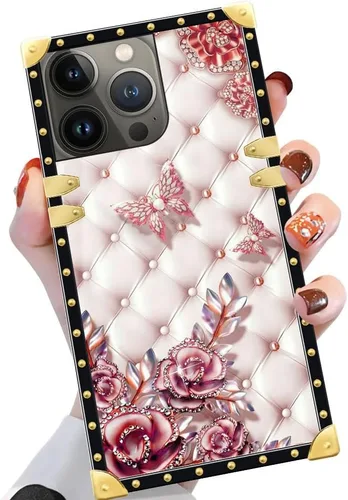Vista 90 de Funda compatible con iPhone X/Xs, TPU suave de lujo y parte trasera de policarbonato duro para niñas y mujeres, funda protectora a prueba de golpes