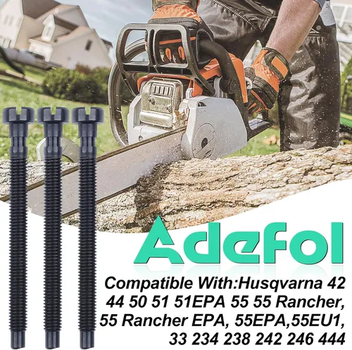 Vista 2 de Adefol Paquete de 3 tornillos tensores de cadena para Husqvarna 42 44 50 51 51EPA 55 55 Rancher 234 238 242 246 133 444 motosierra reemplazar