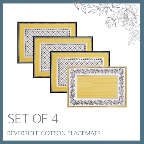 Vista 3 de Villeroy and Boch Audun - Manteles individuales reversibles de tela de algodón estampados, 14 x 20 pulgadas, juego de 4 Multicolor