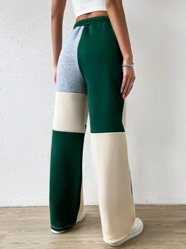 Vista 2 de Verdusa Pantalones deportivos holgados con cordón en la cintura para mujer, pantalones casuales con bolsillo