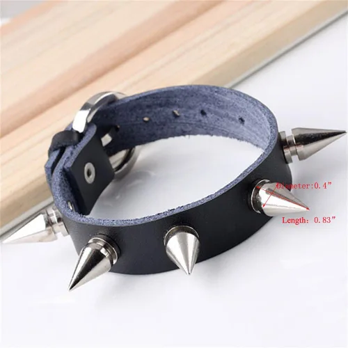 Vista 4 de Jovivi Cool Gothic genuino Emo O-Ring Spike Remaches Punk collar ajustable