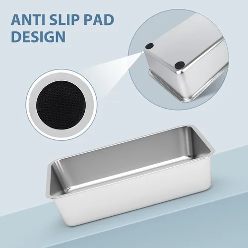 Vista 4 de WENBOKMIN Caja de Arena de Acero Inoxidable para Gatos - Caja de Arena para Gatos - Fácil de Limpiar, Nunca Absorbe Olores, Manchas o Óxido