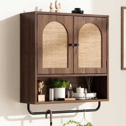 Vista 12 de RUSTOWN Gabinete de pared del cuarto de baño de la rota, boho, boho, con 3 Roble natural