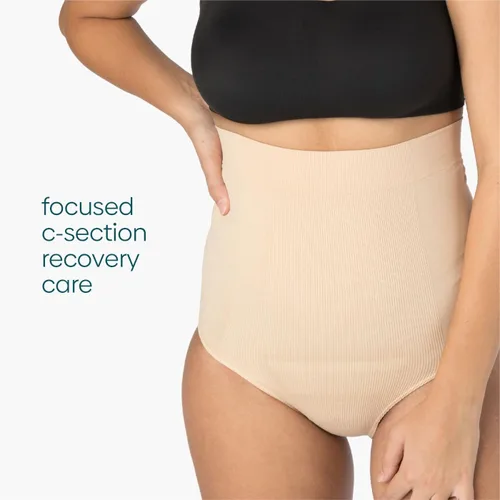 Vista 3 de UpSpring Ropa interior posparto de cintura alta con control de abdomen para mujer, color nude/negro, talla S-XX grande