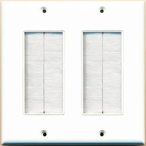 Vista 2 de RiteAV - Placa de pared de doble banda con cerdas de cepillo - Negro [ahora se adapta a cables más grandes]