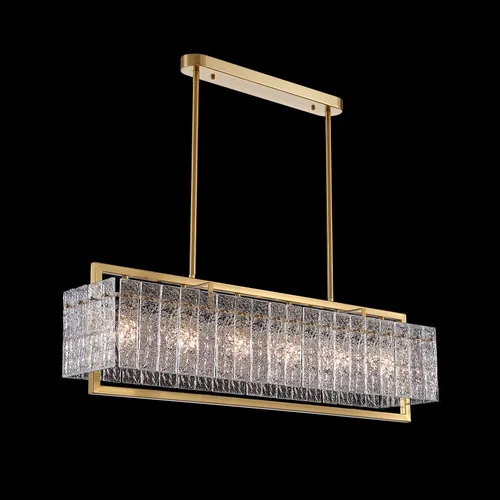 Vista 9 de Lámpara rectangular de cristal de lujo, moderna lámpara colgante rectangular LED, lámpara colgante dorada para comedor, cocina, isla de 40 pulgadas