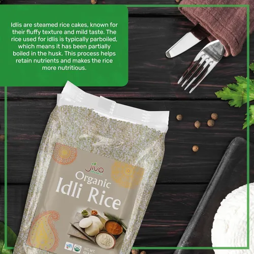 Vista 3 de Jiva Organic Idli Rice - Bolsa de 10 libras, sin OMG, orgánico USDA, vegano, perfecto para Idli y Dosa, arroz parboiled de grano corto