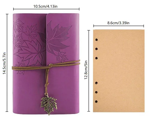Vista 2 de Diario de escritura de cuero, cuaderno clásico encuadernado en espiral de 5 pulgadas, cuaderno de bocetos recargable, regalos con diarios de viaje