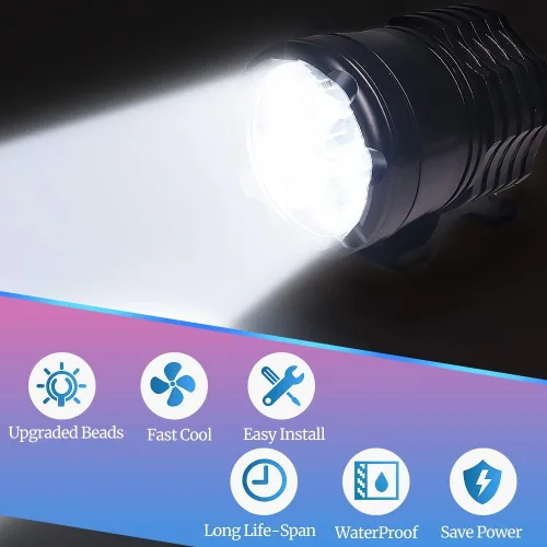 Vista 3 de Kits de luces de conducción para motocicleta, luces de marcha de 60W con interruptor, luz universal de 12V-60V para moto, bicicleta eléctrica, ATV