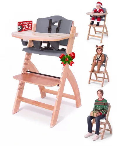 Vista 12 de Abiie Beyond Junior Convertible Wooden High Chair with Removable Tray Cojín de madera gris brumosa - Perla negra